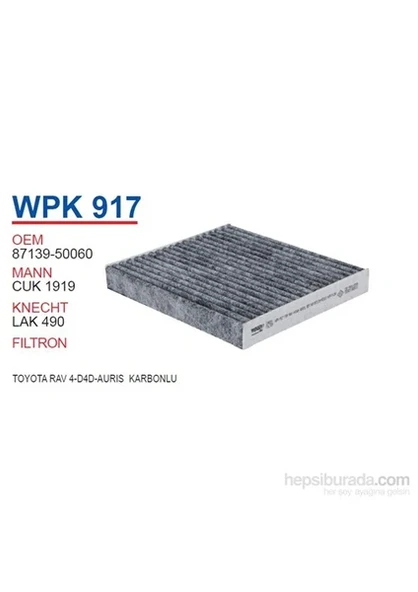 Wunder TOYOTA RAV 4-D4D-AURiS KARBONLU Polen Filtresi OEM NO:87139-52020
