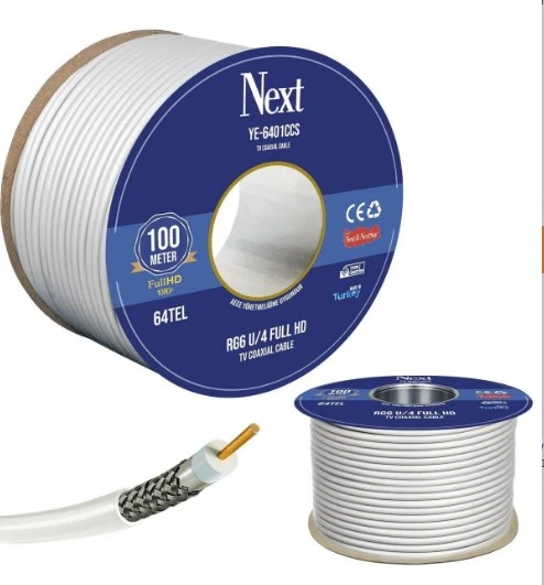 Ye-6401,Uydu Çanak Anten Kablosu Rg6 U4 64 Tel 100