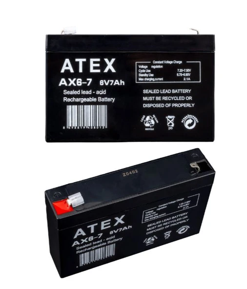 6V 7AH/20hr , Atex AX6-7 6V 7Ah Akü KURU AKÜ 15X9X3.5cm ürün görseli