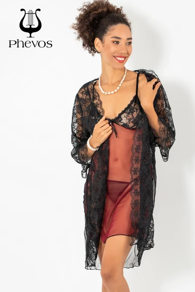 Phevos 3'lü Gecelik ve Sabahlık Takımı-3760 - Resim 2