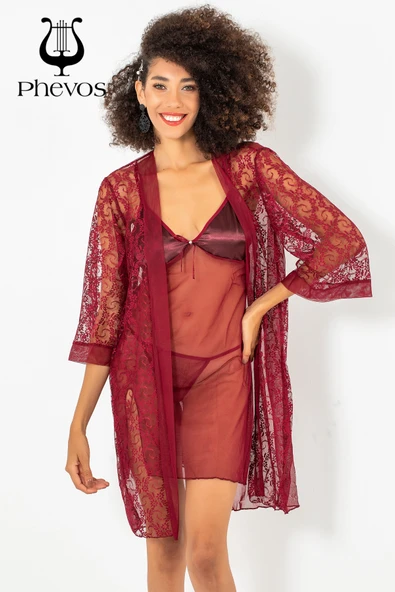 Phevos 3'lü Gecelik ve Sabahlık Takımı-3759 - Resim 10