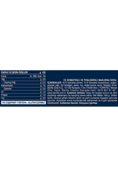 Barilla Basilico (Fesleğenli Domates) Makarna Sosu 400 gr x 3 Adet - 2