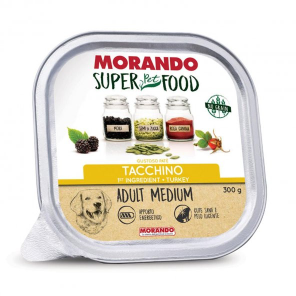 Morando Super Food Tahılsız Hindili Pate Orta Irk Köpek Konservesi 300 Gr /