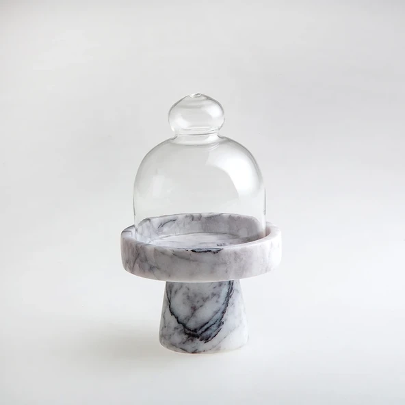 Jumbo Ascella Mermer Cam Kapaklı Sunum Servislik 10x7 cm