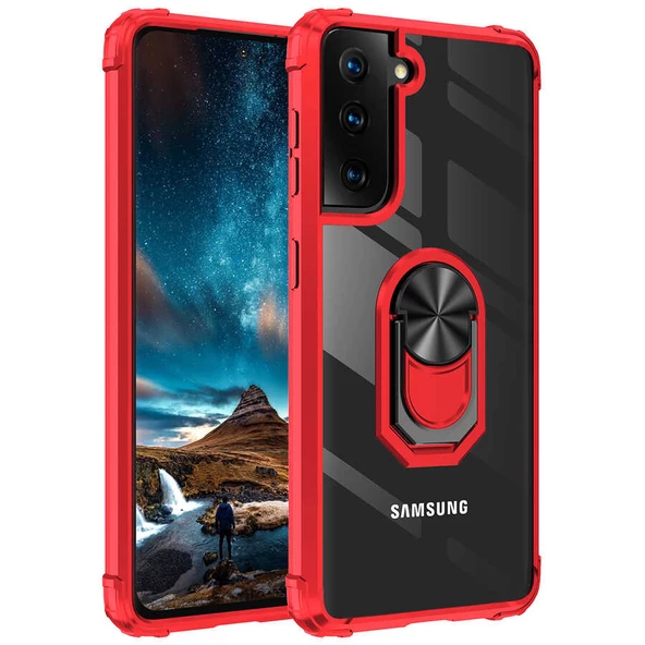 Galaxy S21 Plus Kılıf Mola Kenar Köşe ve Yüzük Kısımları Renkli