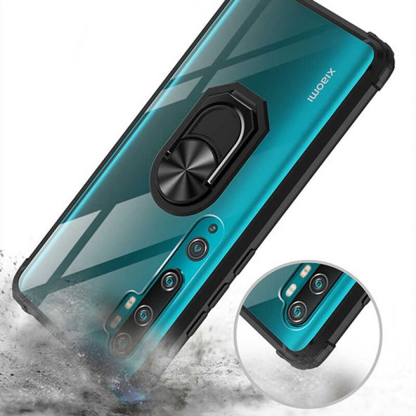 Xiaomi Mi Note 10 Lite Kılıf Mola Kenar ve Yüzük Kısımları Renkli - Resim 5