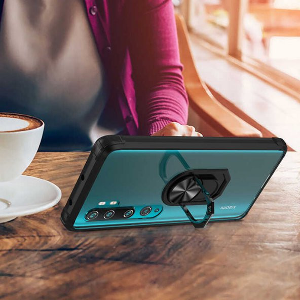Xiaomi Mi Note 10 Lite Kılıf Mola Kenar ve Yüzük Kısımları Renkli - Resim 12