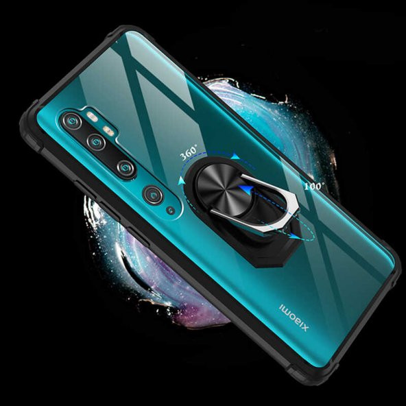 Xiaomi Mi Note 10 Lite Kılıf Mola Kenar ve Yüzük Kısımları Renkli - Resim 9