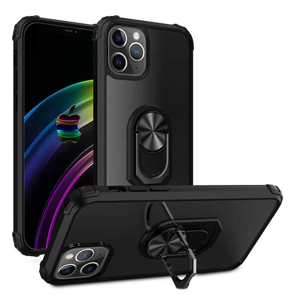 iPhone 12 Pro Kılıf Mola Kenar Köşe ve Yüzük Kısımları Renkli - Resim 6