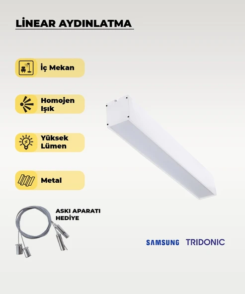 120 cm Beyaz Metal Kasa Lineer Aydınlatma 4000K (Gün Işığı)