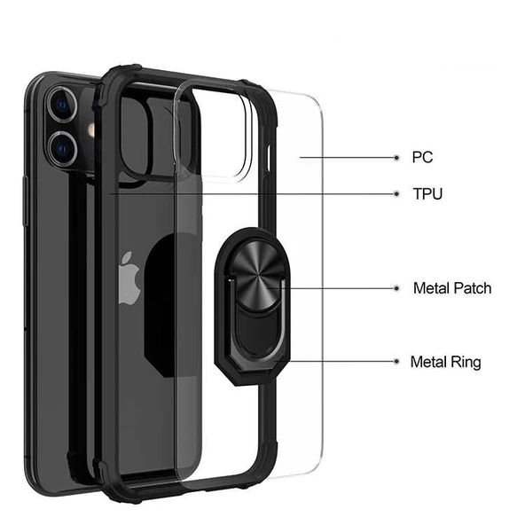 Apple iPhone 12 Kılıf Mola Kenar Köşe ve Yüzük Kısımları Renkli - 12