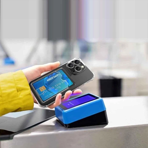 iPhone 16E Uyumlu Kamera Korumalı Şeffaf Kartlıklı Kılıf - 5