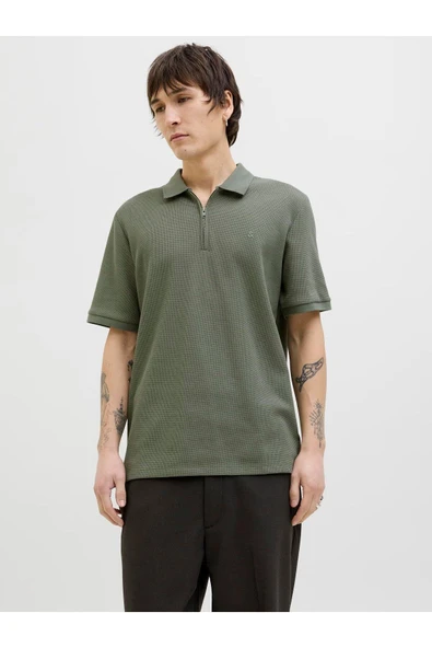 JACK JONES Erkek HAKİ Polo Yaka Kısa Kollu Tişört 12279177