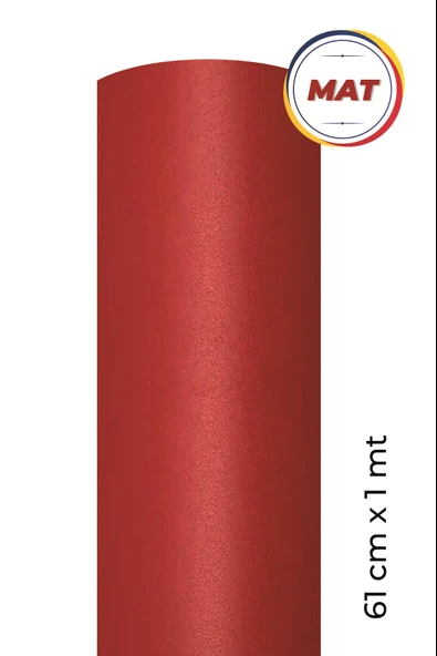 Mat Kırmızı Kendinden Yapışkanlı Kaplama Folyosu 61 CM X 1 MT