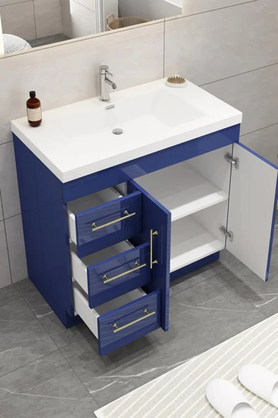 Parlak Lacivert Kendinden Yapışkanlı Kaplama Folyosu 122 CM X 1 MT - 2