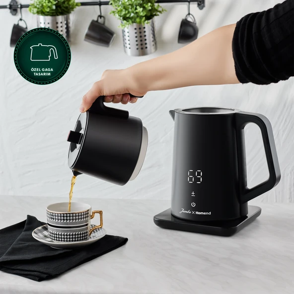 Jumbo x Homend Royaltea Cooltouch 1792H Dokunmatik El Yakmaz Gövdeli Paslanmaz Wifi ile Kontrol Konuşan Çelik Çay Makinesi Siyah - 5