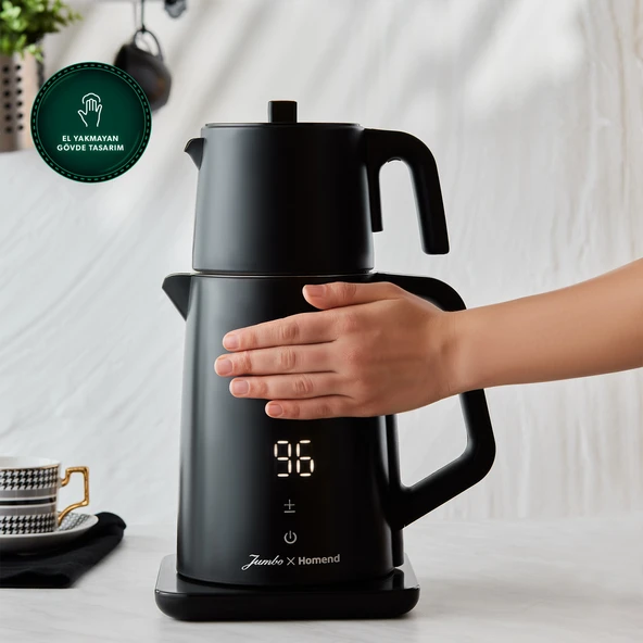 Jumbo x Homend Royaltea Cooltouch 1792H Dokunmatik El Yakmaz Gövdeli Paslanmaz Wifi ile Kontrol Konuşan Çelik Çay Makinesi Siyah - 3