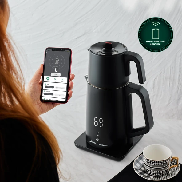 Jumbo x Homend Royaltea Cooltouch 1792H Dokunmatik El Yakmaz Gövdeli Paslanmaz Wifi ile Kontrol Konuşan Çelik Çay Makinesi Siyah - 4
