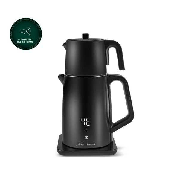 Jumbo x Homend Royaltea Cooltouch 1792H Dokunmatik El Yakmaz Gövdeli Paslanmaz Wifi ile Kontrol Konuşan Çelik Çay Makinesi Siyah - 6