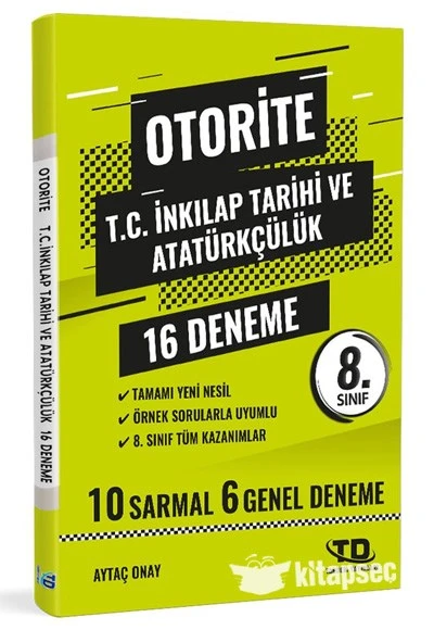 8.Sınıf İnkılap Tarihi Otorite 16 Deneme Tandem Yayınları