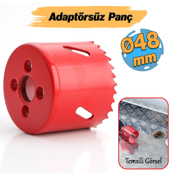 Bi Metal Panç Ø 48 mm Delik Açma Alçıpan Ahşap Pvc Delme Testeresi Adaptörsüz 1 Adet