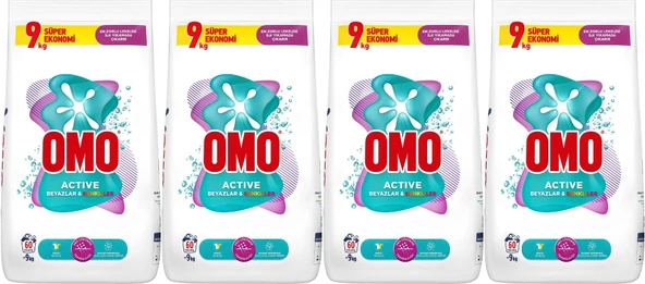 Omo Matik Toz Çamaşır Deterjanı 36KG Beyazlar ve Renkliler (240 Yıkama) (4PK*9KG)