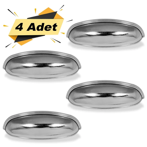 Nubira Midye Çekmece Dolap Kapak Kapağı Kulpu Kulbu 64 Mm Krom Rustik Metal Kulpları (4 ADET)