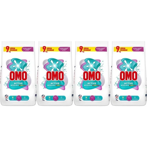 Omo Matik Toz Çamaşır Deterjanı 36KG Beyazlar ve Renkliler (240 Yıkama) (4PK*9KG) ürün görseli