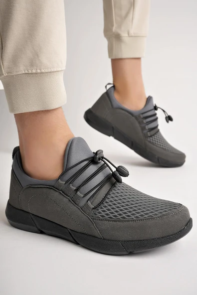Muggo Depp Garantili Günlük Erkek Slip-on Nefes Alabilen Bağcıksız Esnek Sneaker Spor Ayakkabı  FÜME 41