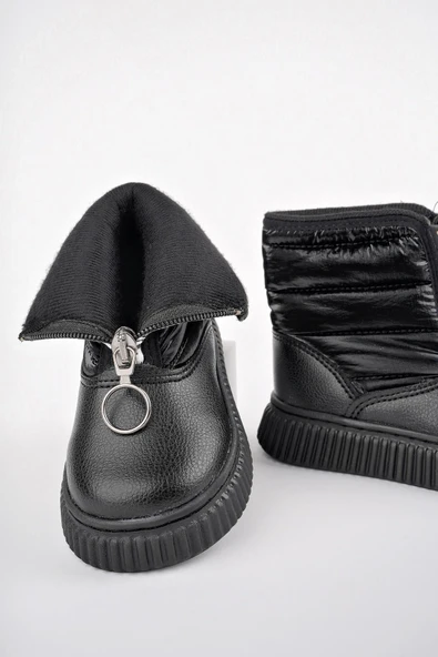 Muggo CANDY Garantili Bebek Rahat Kalıp Önü Fermuarlı İçi Kürklü Yağmur ve Kar Botu  SİYAH 25 - 2
