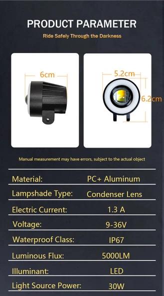 Off-Road Sis Lambası Sarı-Beyaz 7 Renk Gündüz Ledli Dönerli 12-60v (Set Olarak) - 4