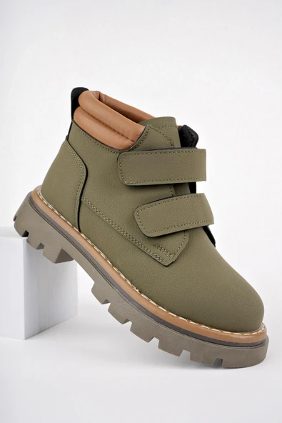 Muggo GADGET Garantili Çocuk Unisex Rahat Kalıp Soğuğa Dayanıklı Cırtlı Bot  HAKİ 26