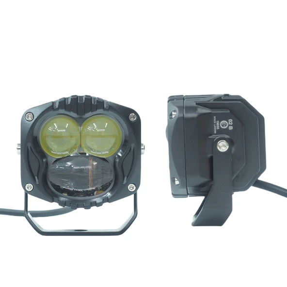 Off-Road Sis Lambası 7.3x6.8x6.8cm Sarı-Beyaz Siyah Çerçeveli 12-30v (Set Olarak) - 2