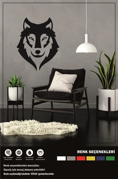 Ahşap Kurt Desenli Duvar Süsü 40 cm 60 cm - 2