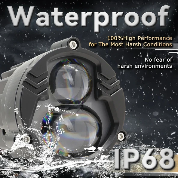 Off-Road Sis Lambası 6.8x6.8x7cm Sarı-Beyaz 25w+25w 12-60v (Set Olarak) - 3