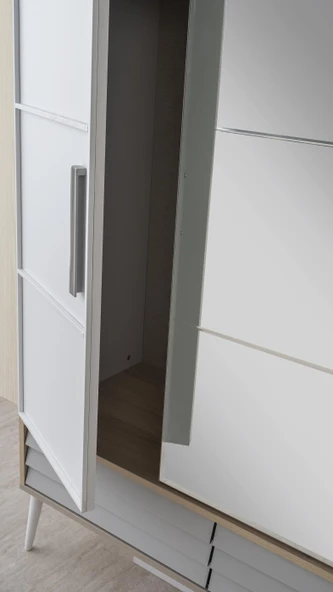 Asil 4 Kapaklı Aynalı Elbise Dolabı Gardrop 180x51x200cm - 3