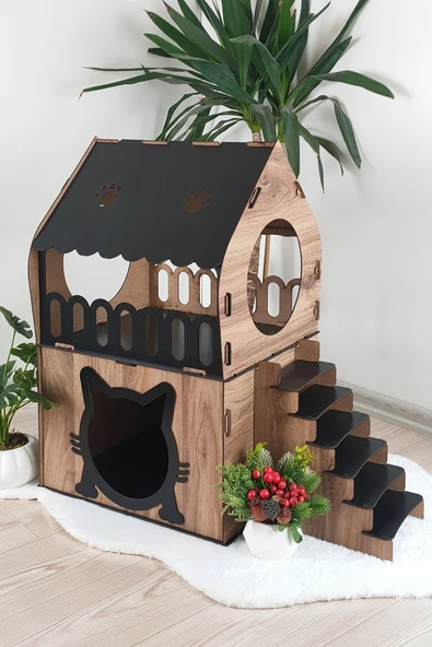 Kedi Evi Teraslı 2 Katlı Merdivenli - 4