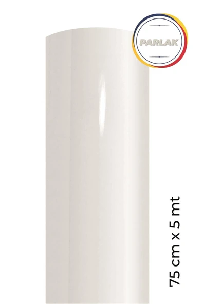 Parlak Beyaz Yapışkanlı Kaplama Folyosu 75 Cm X 5 Mt