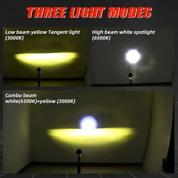 Off-Road Sis Lambası 6.8x6.8x7cm Sarı-Beyaz 25w+25w 12-60v (Set Olarak) - 2