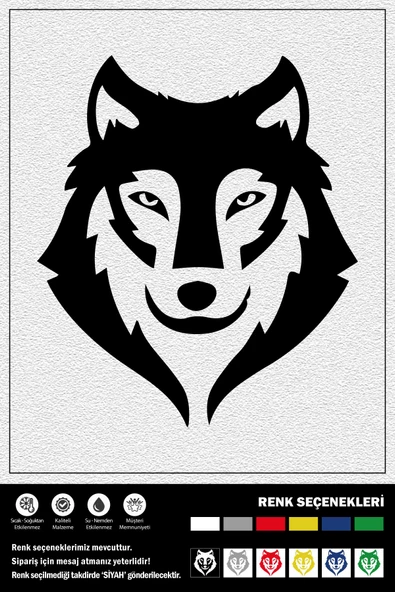 Ahşap Kurt Desenli Duvar Süsü 40 cm 60 cm