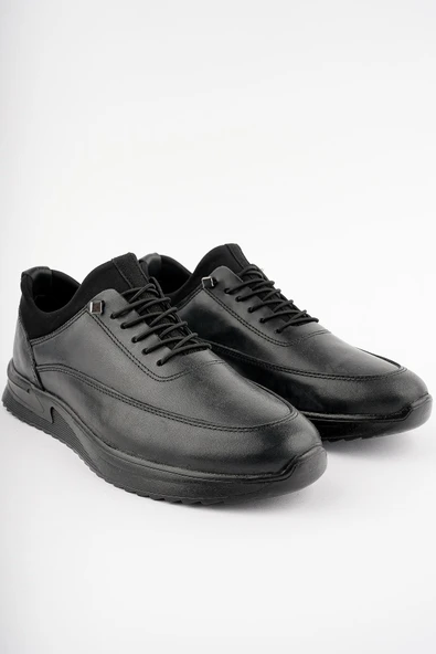 Muggo FREE Garantili Erkek Günlük Klasik Hakiki Deri Casual Rahat Ortopedik Ayakkabı  SİYAH 41 - Resim 5