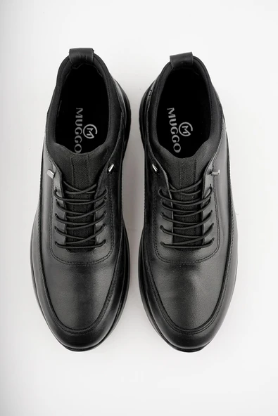 Muggo FREE Garantili Erkek Günlük Klasik Hakiki Deri Casual Rahat Ortopedik Ayakkabı  SİYAH 41 - Resim 8