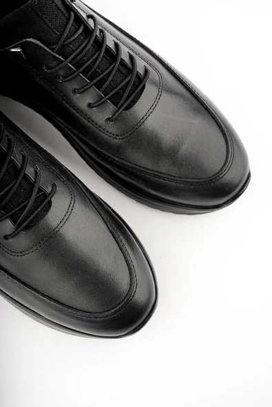 Muggo FREE Garantili Erkek Günlük Klasik Hakiki Deri Casual Rahat Ortopedik Ayakkabı  SİYAH 41 - Resim 9