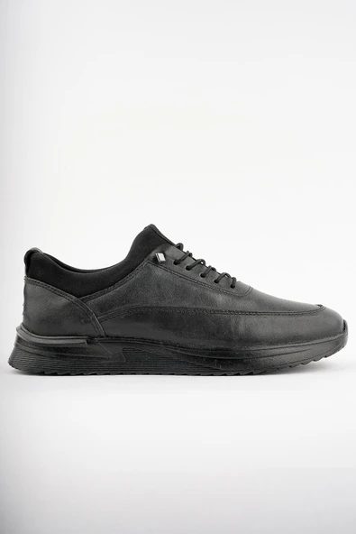 Muggo FREE Garantili Erkek Günlük Klasik Hakiki Deri Casual Rahat Ortopedik Ayakkabı  SİYAH 41 - Resim 3