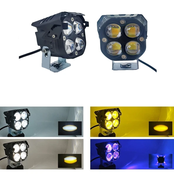 Off-Road Sis Lambası 7.8x7.8x7.1cm  Mavi Gündüz Ledli Çakarsız 12-60v (Set Olarak)