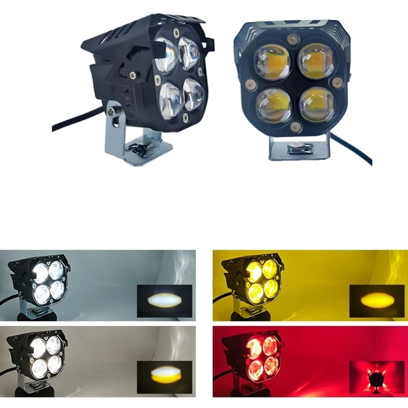 Off-Road Sis Lambası 7.8x7.8x7.1cm Kırmızı Gündüz Ledli Çakarsız 12-60v (Set Olarak)