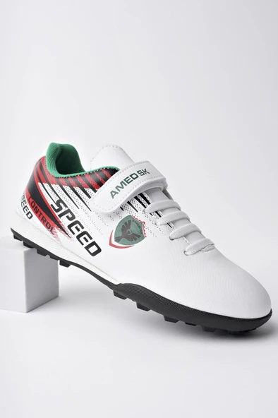 Amed Spor MİZU Unisex Çocuk Halı Saha Çim Saha Futbol Ayakkabısı  BEYAZ 35 - 5