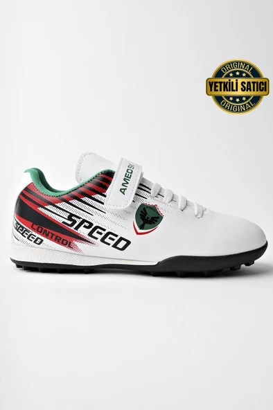 Amed Spor MİZU Unisex Çocuk Halı Saha Çim Saha Futbol Ayakkabısı  BEYAZ 32
