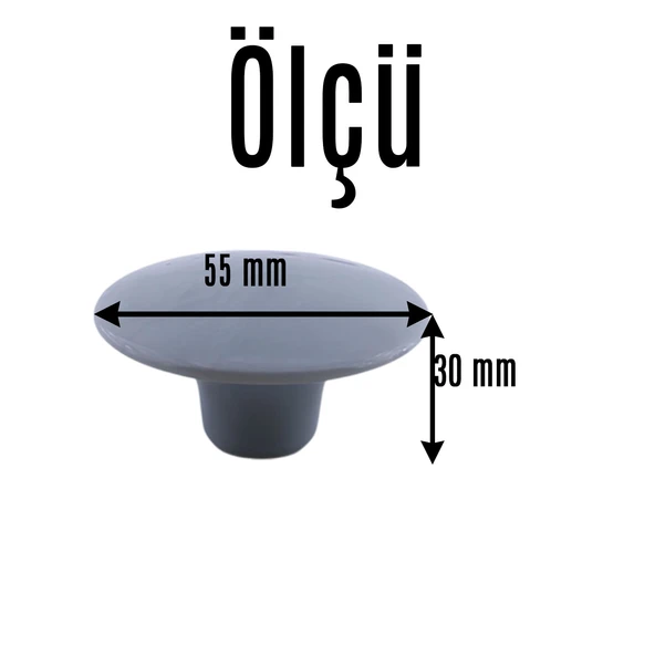 Mantar Kulp Düğme 1 ADET Mobilya Dolabı Çekmece Mutfak Dolap Kulpu Kulbu Plastik Gri - Resim 3