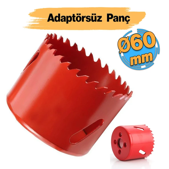 Bi Metal Panç Ø 60 mm Delik Açma Alçıpan Ahşap Pvc Delme Testeresi Adaptörsüz 1 Adet